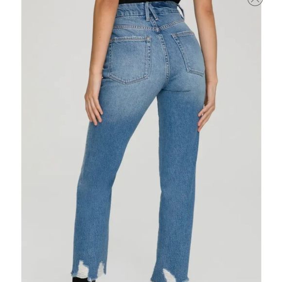 NWT Good American Vintage Jagged Hem Straight Leg Jeans- 18 - Picture 3 of 11